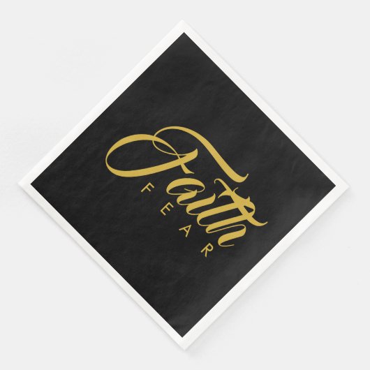 Der Glaube über Angst Gold und Schwarz Serviette (Ecke)