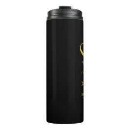 Der Glaube über Angst Gold und Schwarz Thermosbecher