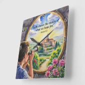 Der Glaube zeigt die Realität, auf die wir hoffen Quadratische Wanduhr (Winkel)