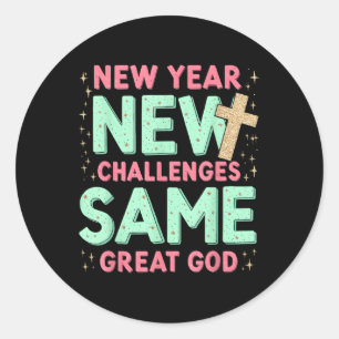 Der gleiche große Gott Jesus Neujahr Neue Herausfo Runder Aufkleber