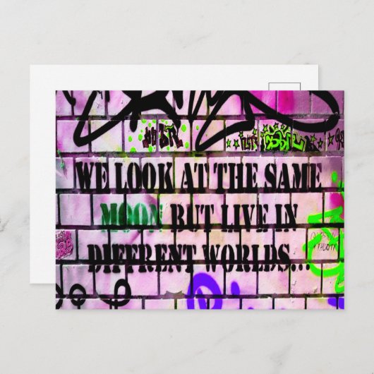 Der gleiche Mond verschiedene Welten farbenfrohe G Postkarte (Vorne/Hinten)