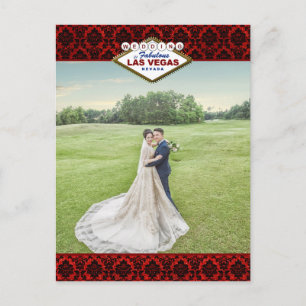 Der Glitzer Damask Las Vegas Wedding Collection Ankündigungspostkarte