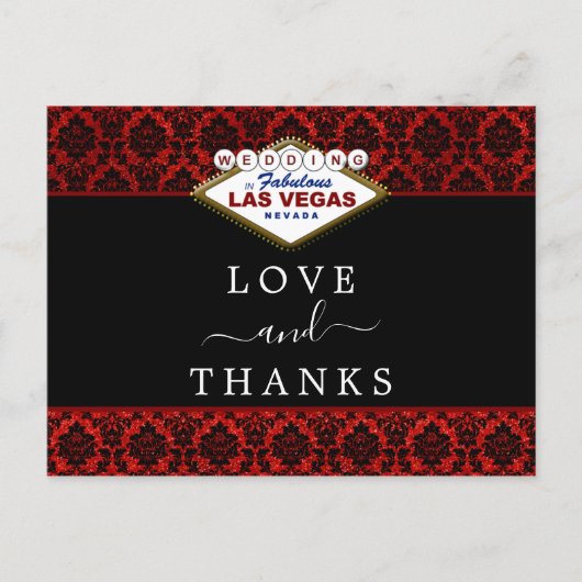 Der Glitzer Damask Las Vegas Wedding Collection Ankündigungspostkarte (Vorderseite)