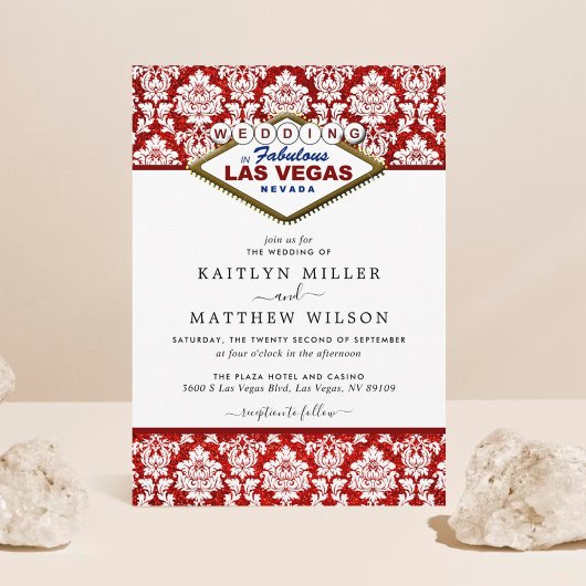 Der Glitzer Damask Las Vegas Wedding Collection Einladung