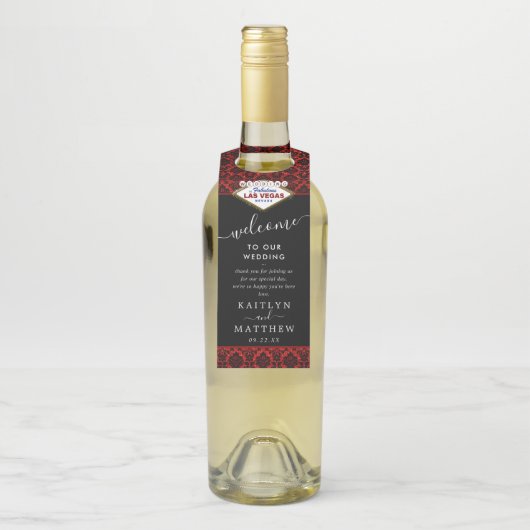 Der Glitzer Damask Las Vegas Wedding Collection Flaschenanhänger (Auf Flasche)