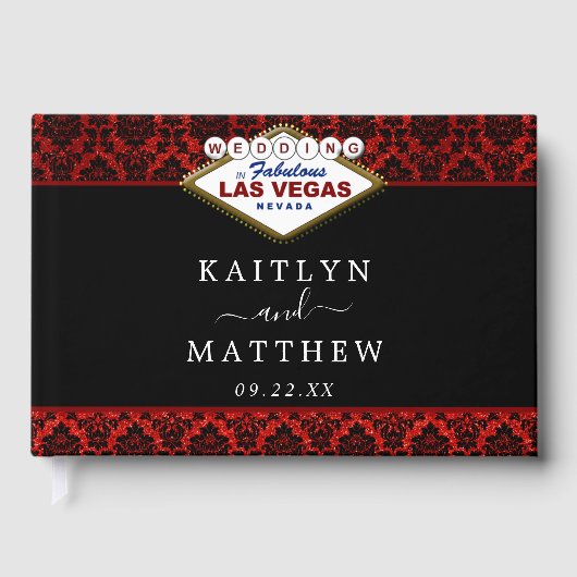 Der Glitzer Damask Las Vegas Wedding Collection Gästebuch (Vorderseite)