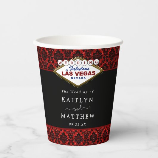 Der Glitzer Damask Las Vegas Wedding Collection Pappbecher (Vorderseite)
