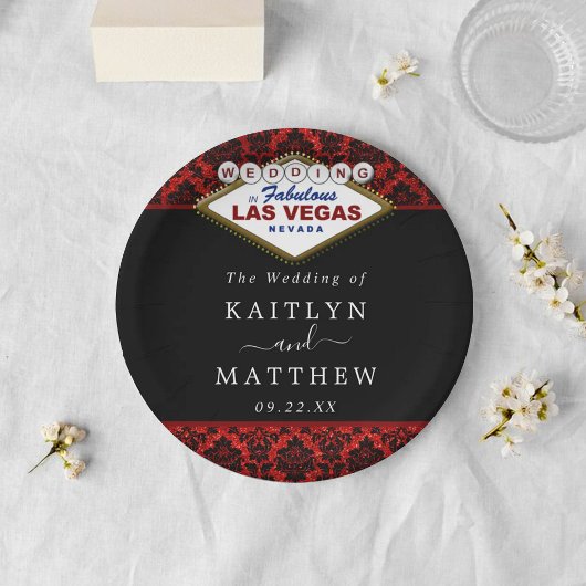 Der Glitzer Damask Las Vegas Wedding Collection Pappteller