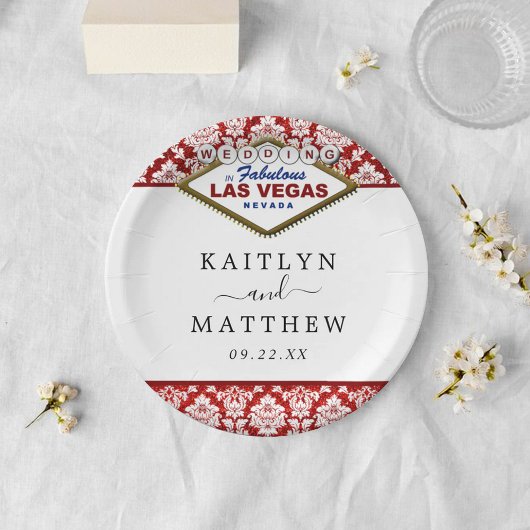 Der Glitzer Damask Las Vegas Wedding Collection Pappteller