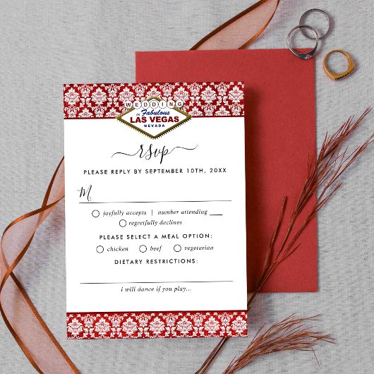 Der Glitzer Damask Las Vegas Wedding Collection RSVP Karte