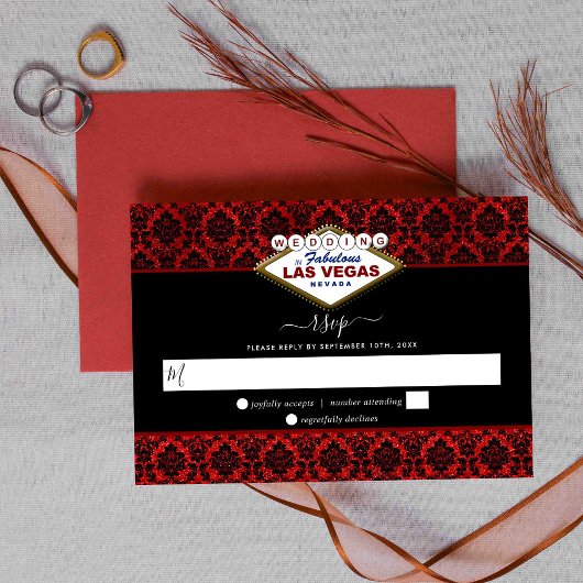Der Glitzer Damask Las Vegas Wedding Collection RSVP Karte
