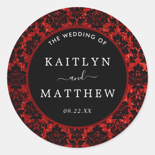 Der Glitzer Damask Las Vegas Wedding Collection Runder Aufkleber (Vorderseite)