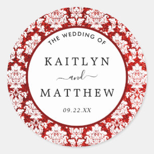 Der Glitzer Damask Las Vegas Wedding Collection Runder Aufkleber