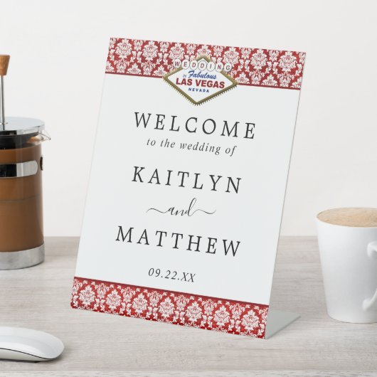 Der Glitzer Damask Las Vegas Wedding Collection Sockelschild (In SItu)