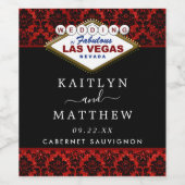 Der Glitzer Damask Las Vegas Wedding Collection Weinetikett (Einzelnes Label)