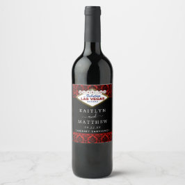 Der Glitzer Damask Las Vegas Wedding Collection Weinetikett