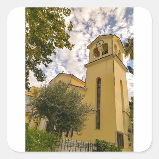 Der Glockenturm Quadratischer Aufkleber (Vorderseite)