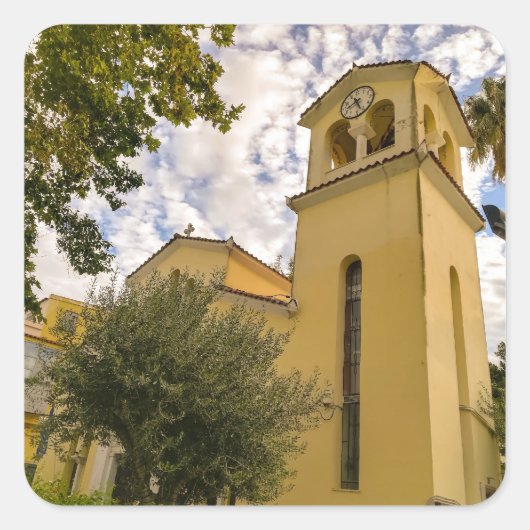 Der Glockenturm Quadratischer Aufkleber (Vorderseite)