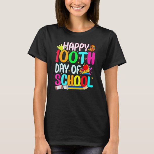 Der glückliche 100. SchullehrerInnen KinderFunny 1 T-Shirt (Vorderseite)