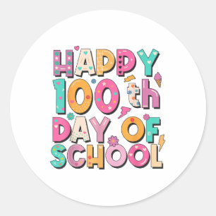 Der glückliche 100. Schullehrertag Kinder 100 Tage Runder Aufkleber