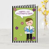 der glückliche 1. Tag der Mutter (Jungenzwillinge) Karte (Gelbe Blume)