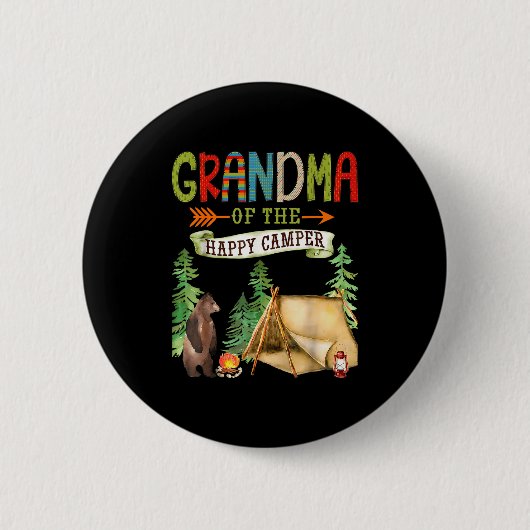 Der glückliche Camper-Oma-Geburtstag-Camping Button (Vorderseite)