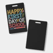 Der glückliche erste Schultag zurück zur Schule Ausweis (Vorder- & Rückseite)