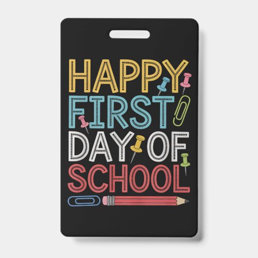 Der glückliche erste Schultag zurück zur Schule Ausweis (Vorderseite)