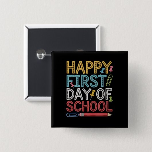 Der glückliche erste Schultag zurück zur Schule Button (Vorne & Hinten)