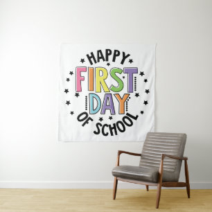 Der glückliche erste Tag der Bildung LehrerInnen M Wandteppich