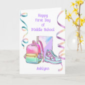 Der glückliche erste Tag der Mittelschule Karte (Gelbe Blume)