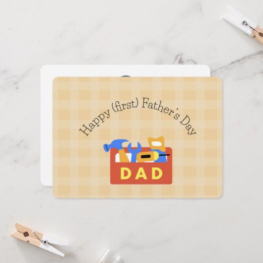 Der glückliche Erste Vatertag Karte (Vorderseite/Rückseite Beispiel)