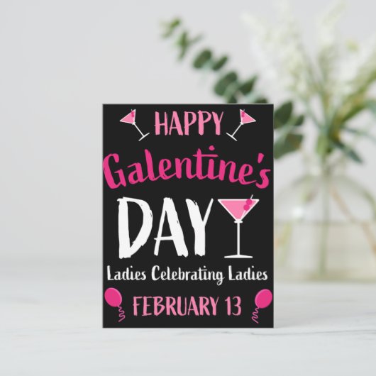 Der glückliche Galentinstag, 13. Februar Postkarte (Stehend Vorderseite)