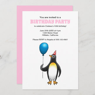 Der glückliche Geburtstagspinguin Einladung