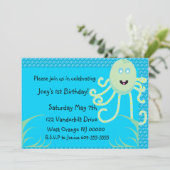 Der glückliche Octopus zum Geburtstag Einladung (Stehend Vorderseite)