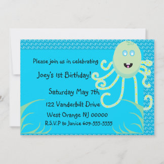 Der glückliche Octopus zum Geburtstag Einladung