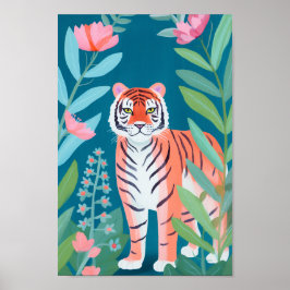 Der glückliche Orange Tiger Poster