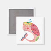 Der glückliche rosa Wal Magnet (Vorderseite/Rückseite)