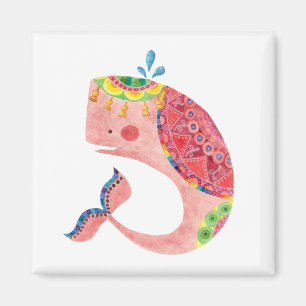 Der glückliche rosa Wal Magnet