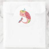Der glückliche rosa Wal Runder Aufkleber (Tasche)