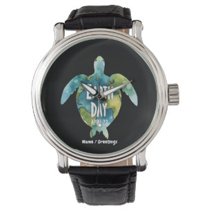 Der glückliche Tag der Erde Rette die Erde und Ret Armbanduhr