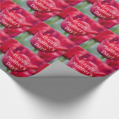 Der glückliche Tag der Mutter, rote Tulpen, Geschenkpapier (Ecke)