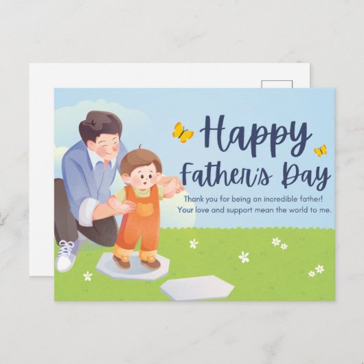 Der glückliche Tag des Vaters Postkarte (Vorne/Hinten)