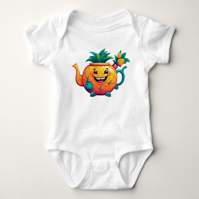 Der glückliche und wohlhabende Ananas-Teekessel Baby Strampler (Vorderseite)