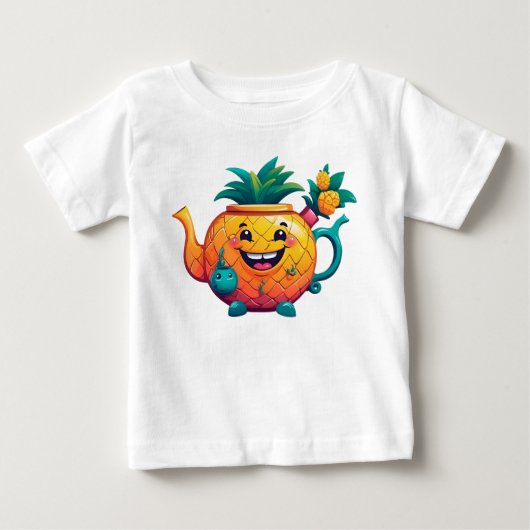 Der glückliche und wohlhabende Ananas-Teekessel Baby T-shirt (Vorderseite)