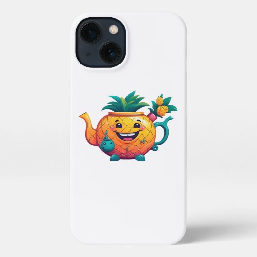 Der glückliche und wohlhabende Ananas-Teekessel iPhone Hülle (Rückseite)
