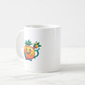Der glückliche und wohlhabende Ananas-Teekessel Kaffeetasse (Vorderseite Links)