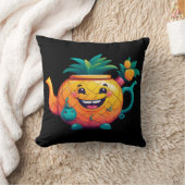 Der glückliche und wohlhabende Ananas-Teekessel Kissen (Decke)