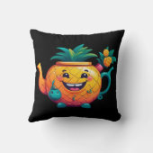 Der glückliche und wohlhabende Ananas-Teekessel Kissen (Rückseite)