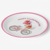 Der glückliche Valentinstag | Fahrrad & Ballons Pappteller (Schrägansicht)